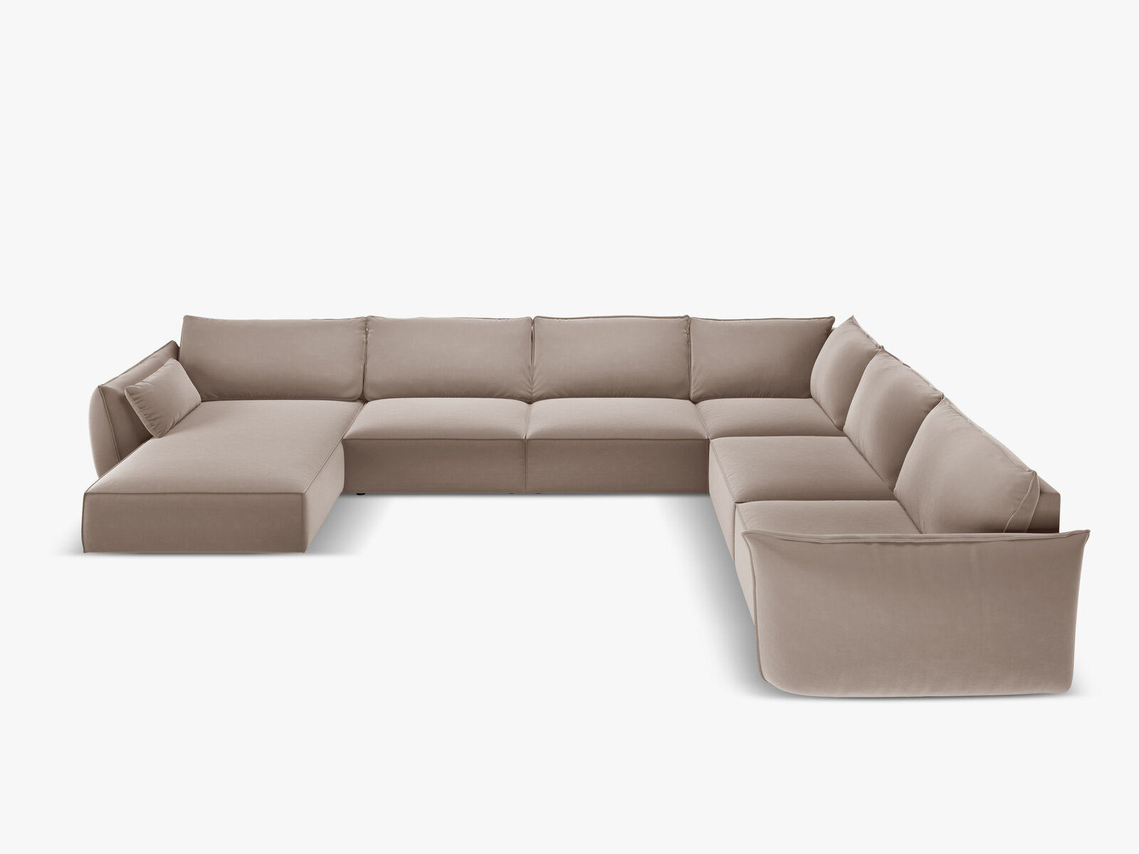 Micadoni Panorama-Ecksofa Kaelle 8-Sitzer Rechts Samt Cappuccino