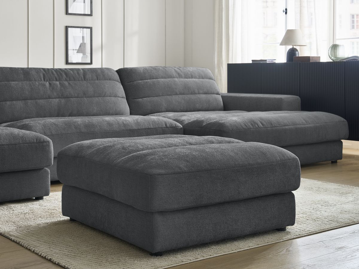Bobochic Sierra Wohnlandschaft mit Pouf Strukturstoff Schwarz