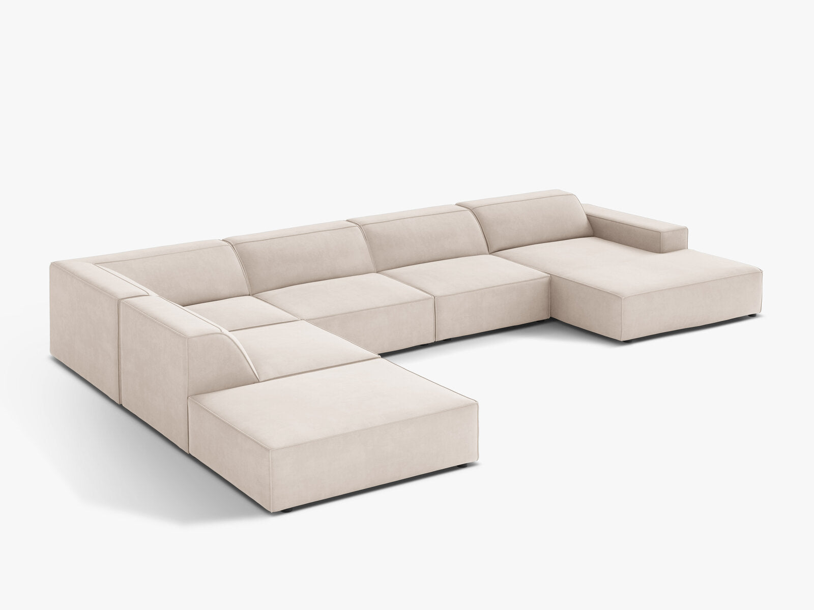 Micadoni Panorama-Ecksofa Jodie 7-Sitzer Samt Venus Helles Beige Links
