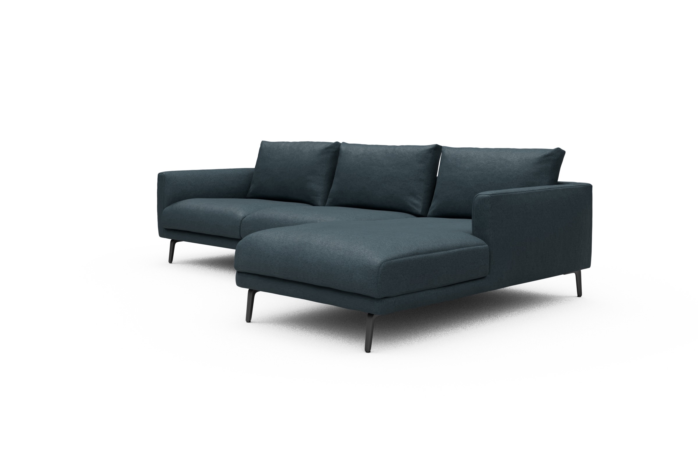 Ecksofa Karl Chaiselongue rechts mit 2,5-Sitzer Denari-Royal-Blue