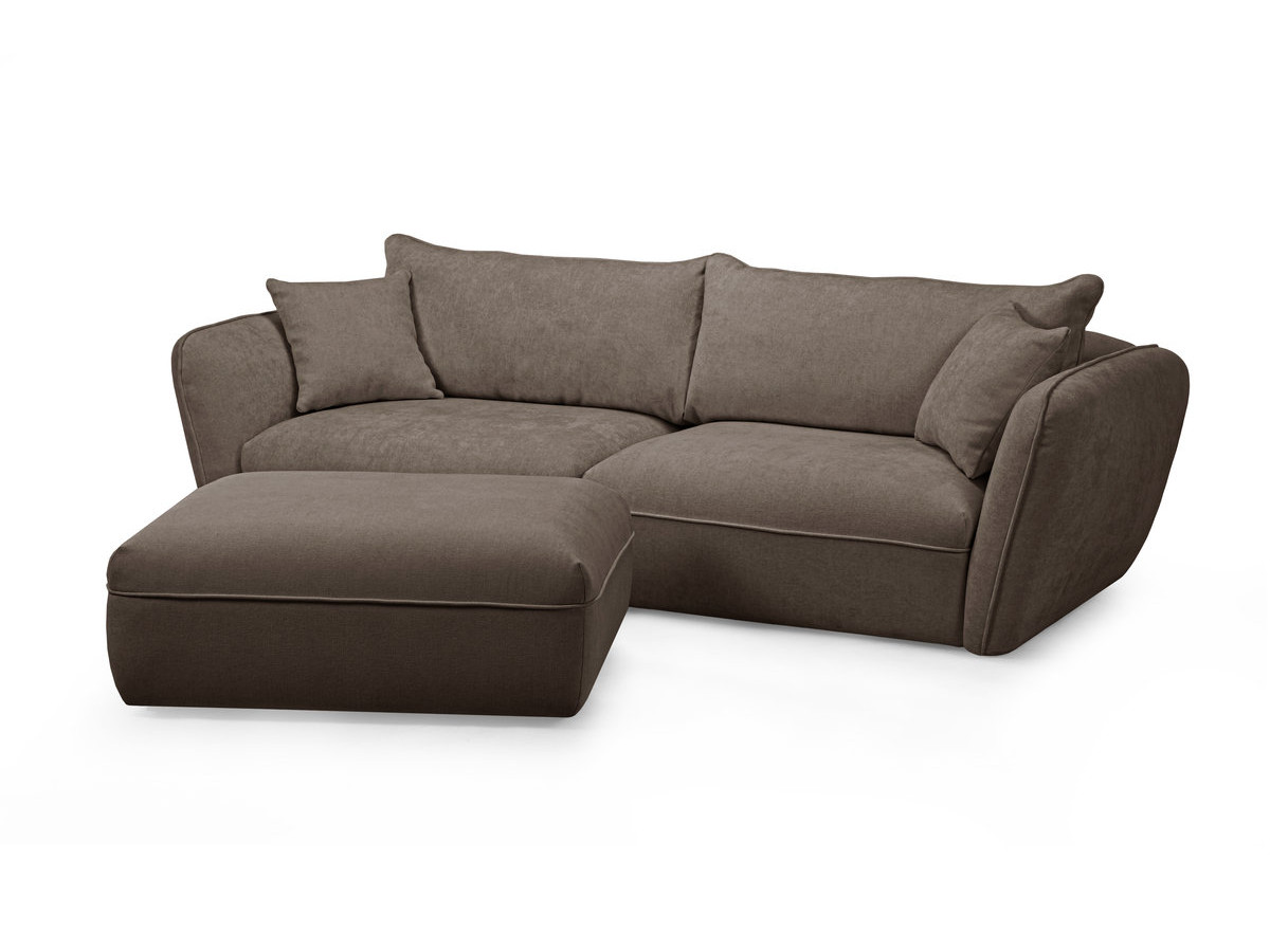 Bobochic Luigi Sofa 3-Sitzer mit Pouf Strukturstoff Taupe