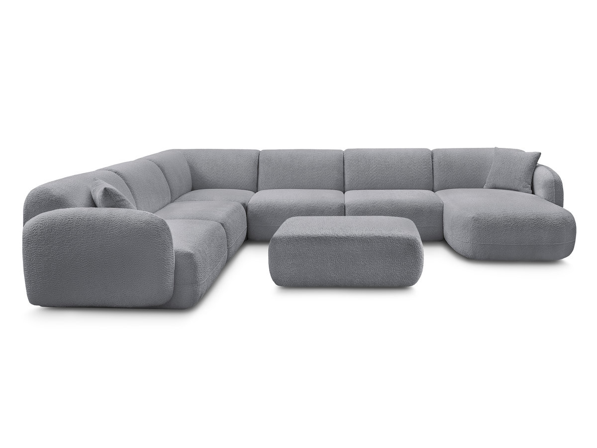 Bobochic Anda Wohnlandschaft mit Pouf 373 × 289 cm Chenille Grau Ecke links