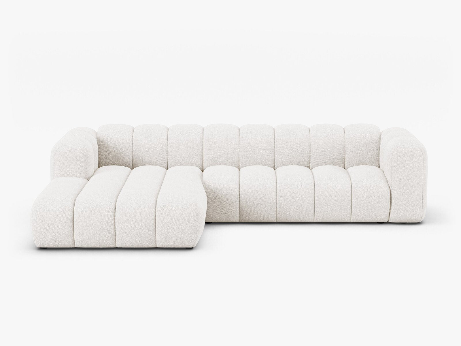 Micadoni Modulares Ecksofa Lupine 4-Sitzer Links Boucle Baloo Weiß