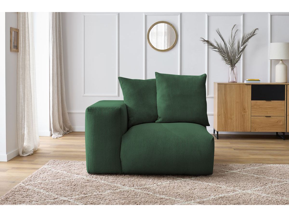 Bobochic Voltaire Sofamodul 1-Sitzer 130 × 100 cm Cordsamt Grün Ecke links