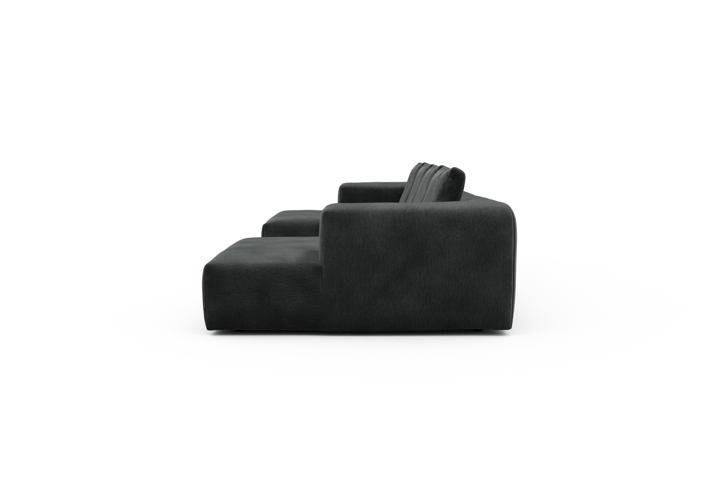 Wohnlandschaft Fred mit 2-Sitzer und Chaiselongue beidseitig Smooth-Deep-Warm-Grey