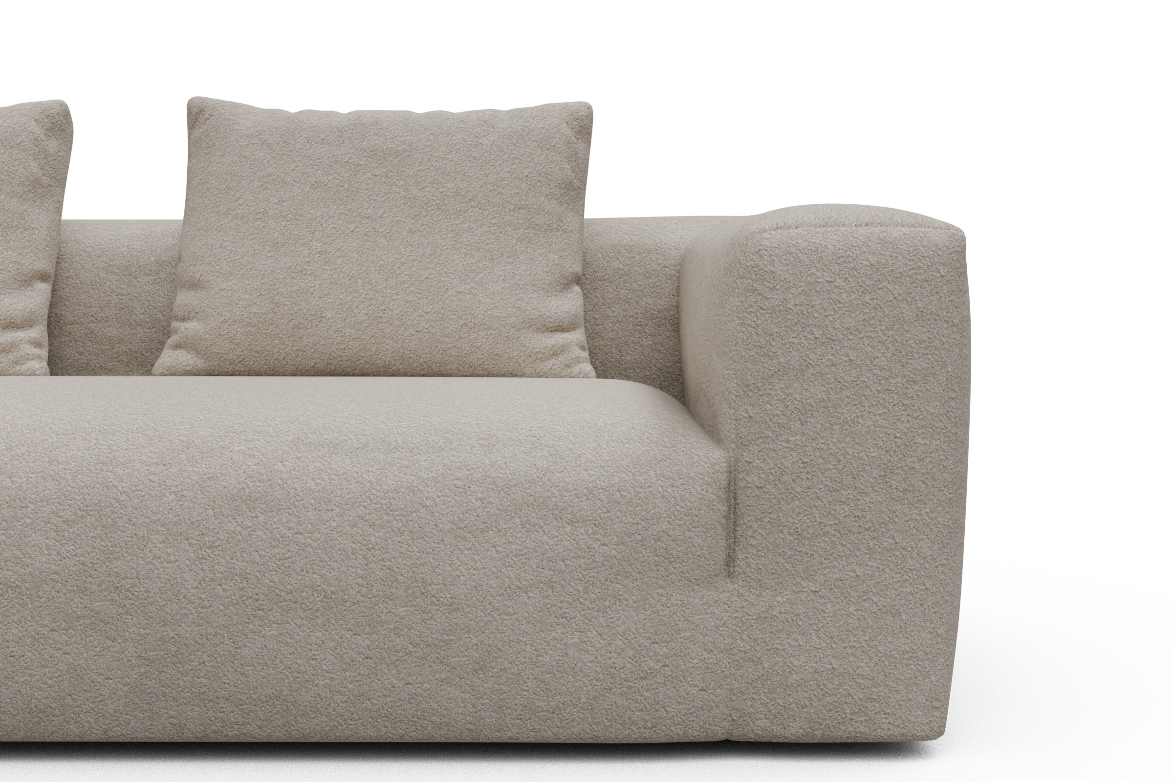 Wohnlandschaft Fred Chaiselongue links mit 2-Sitzer und lange Armlehne rechts Aivi-Lace-Beige