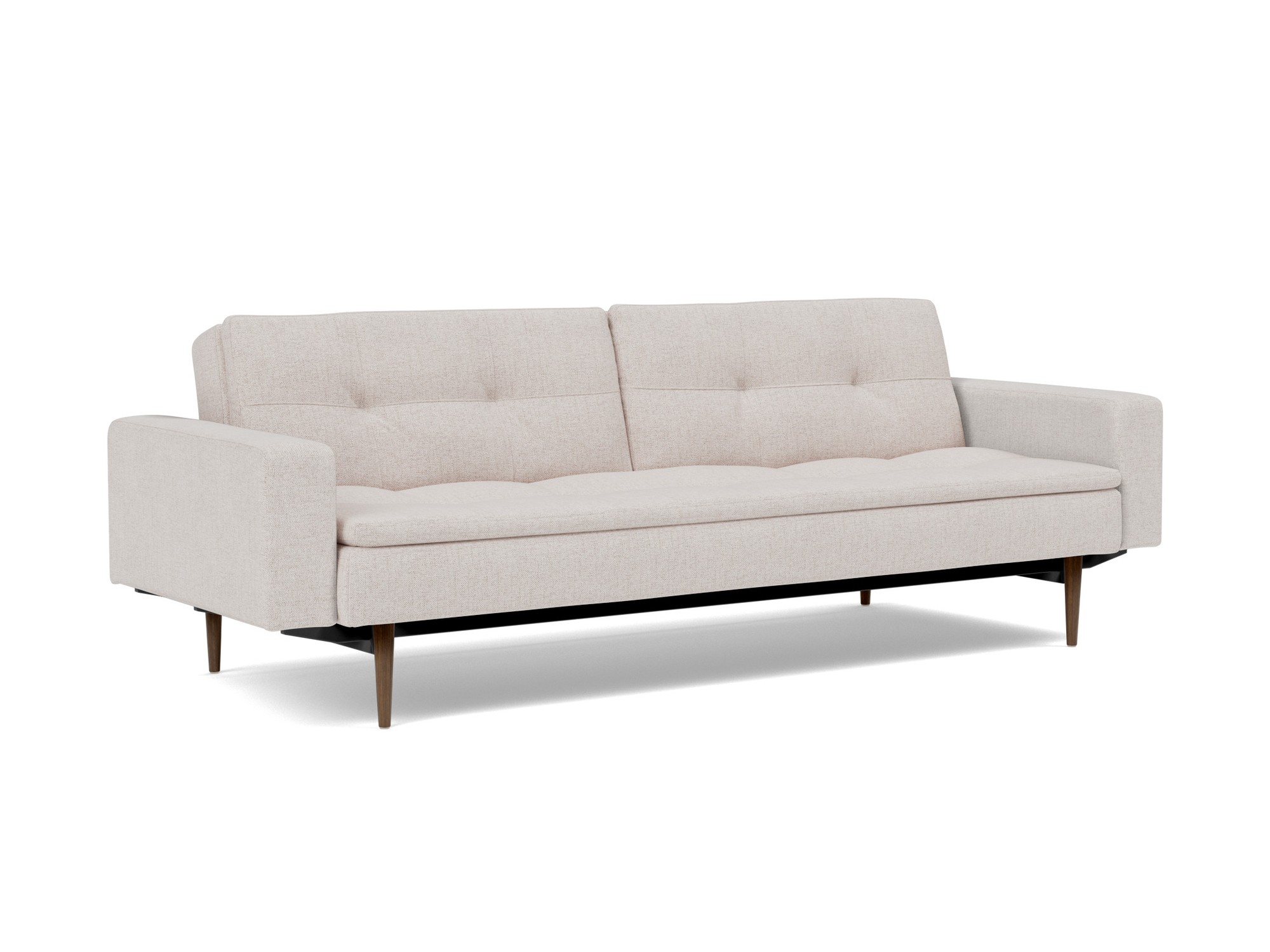 Schlafsofa Dublexo mit Armlehnen Strukturierter Stoff Weda 300-Weda-Sand Beine Styletto Eiche dunkel