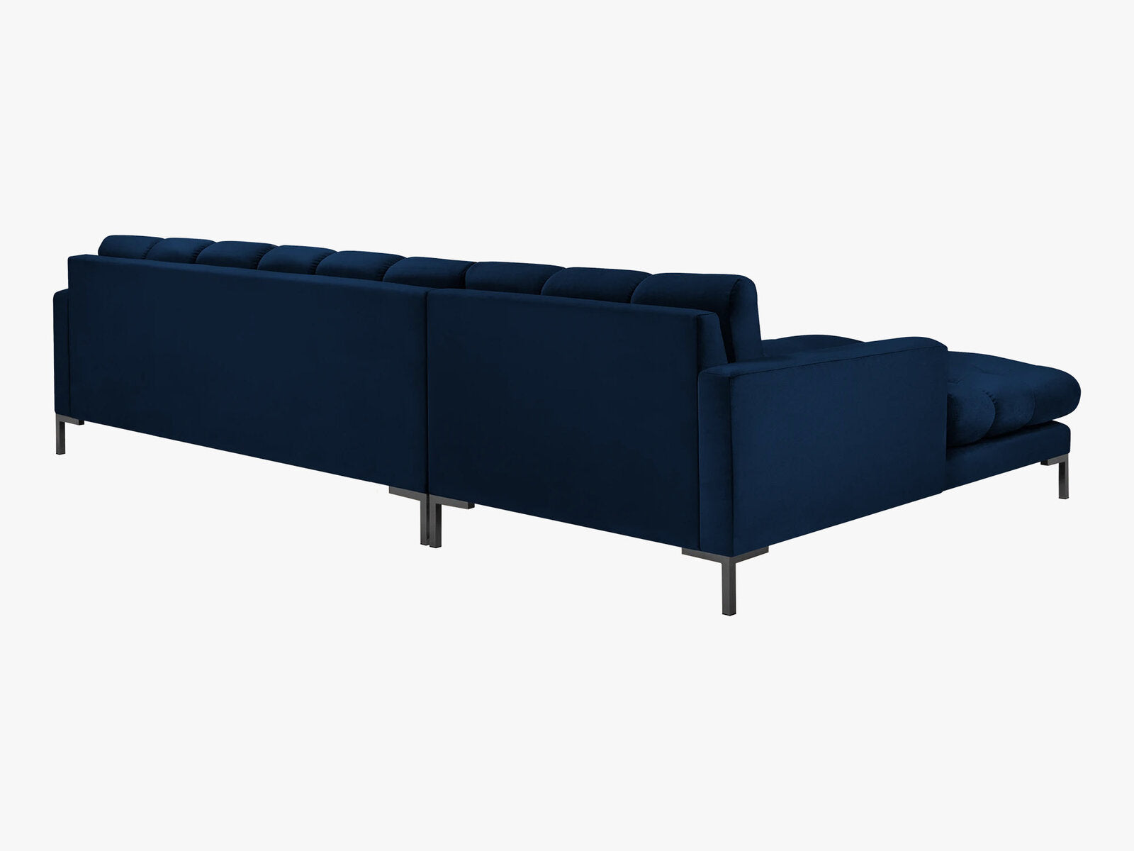 Micadoni Ecksofa Mamaia 5-Sitzer Links Samt Bluvel Königsblau schwarze Beine