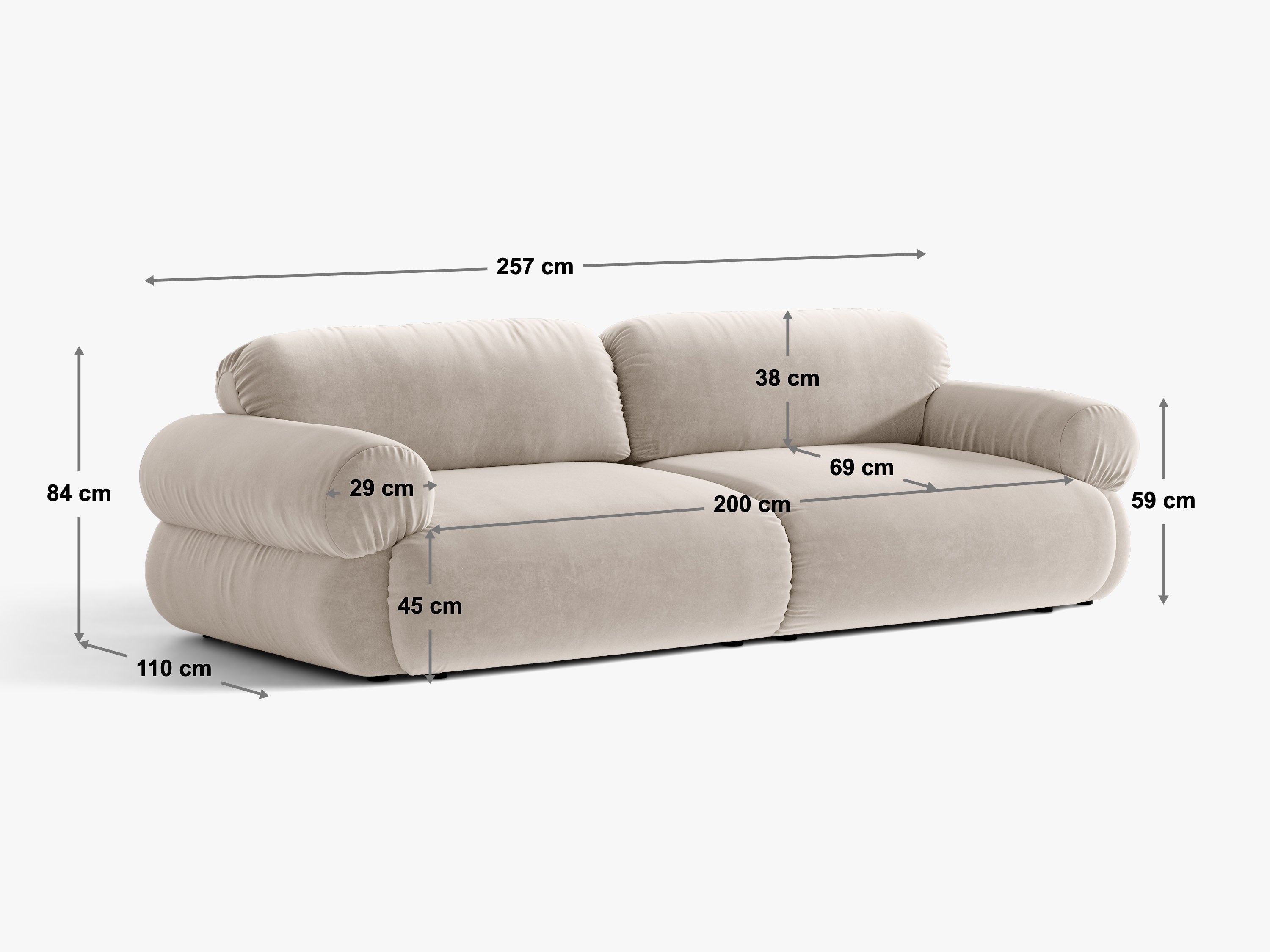Micadoni Ophelia Sofa 4-Sitzer Samt Salvador Grün