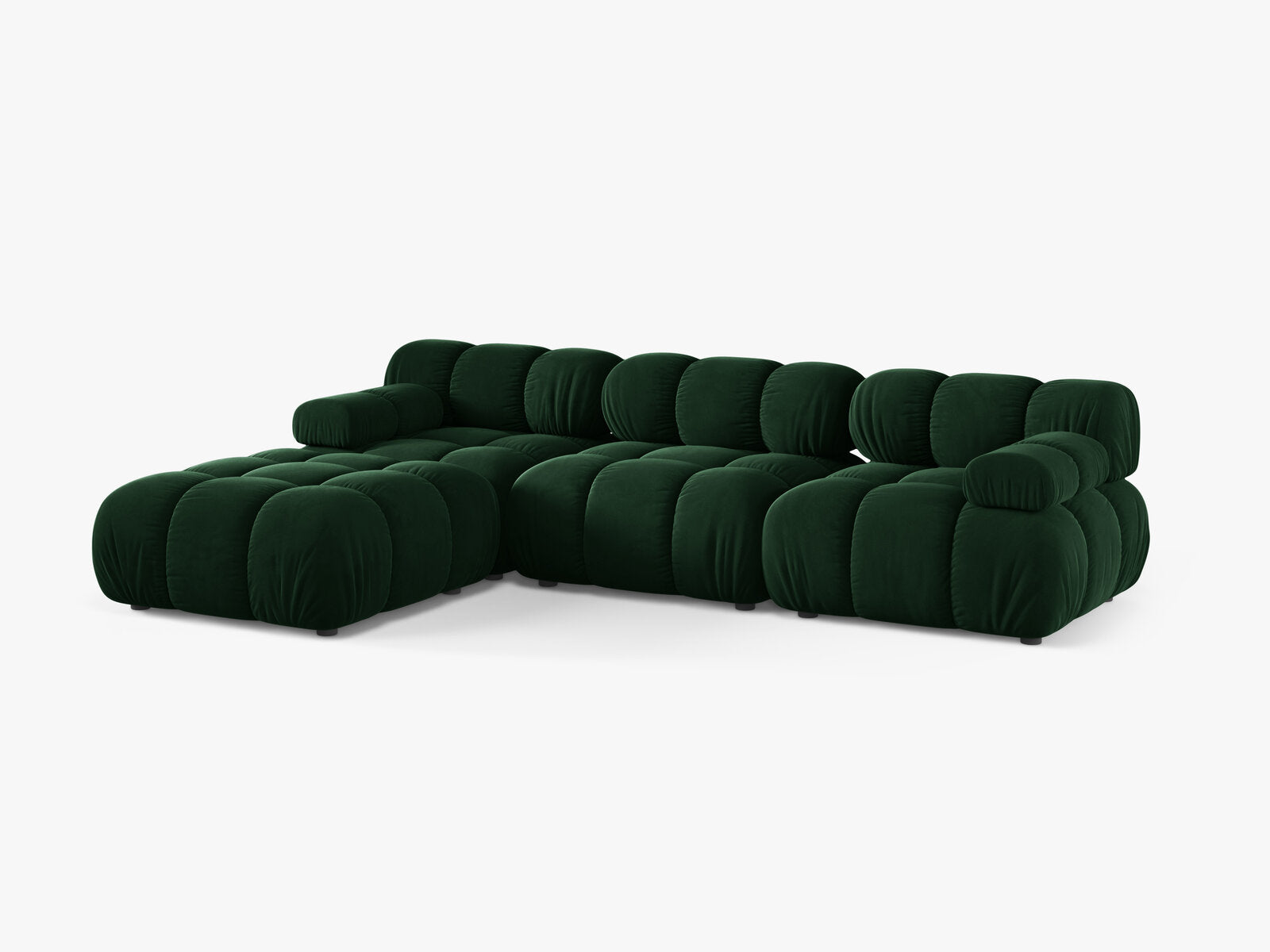 Micadoni Modulares Sofa Bellis 4-Sitzer mit flachem Modul Samt Bluvel Flaschengrün