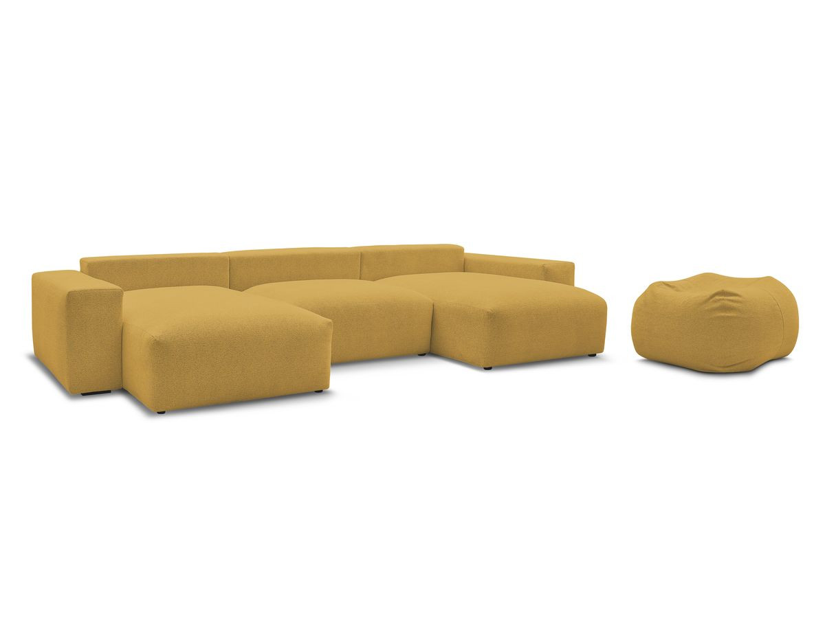 Bobochic Voltaire Wohnlandschaft mit Pouf 420 × 174 cm Melange-Stoff Gelb