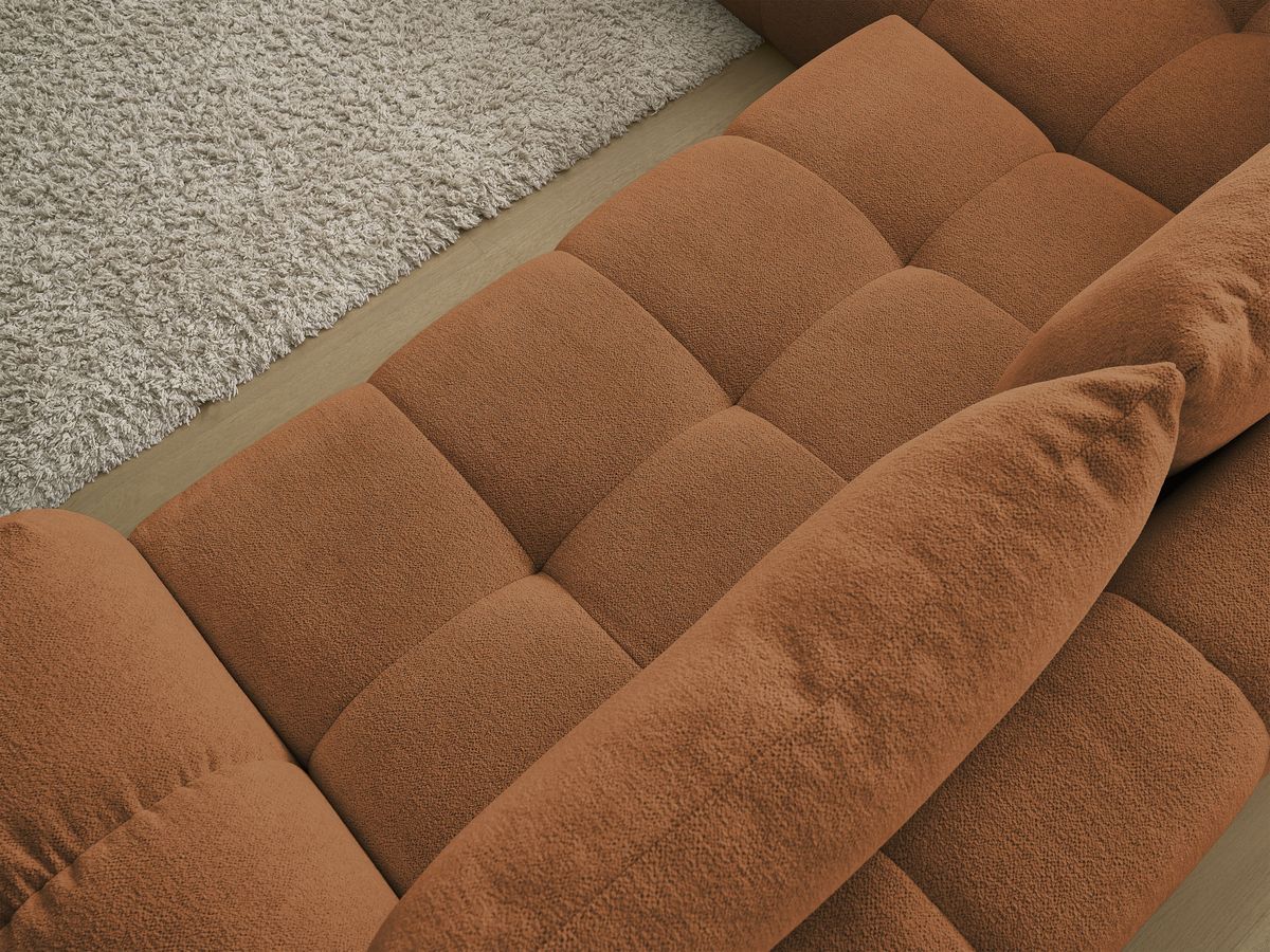 Bobochic Everest Ecksofa mit Schlaffunktion und Bettkasten 320 × 212 cm, 5 Kissen Melange-Stoff Orange Ecke links
