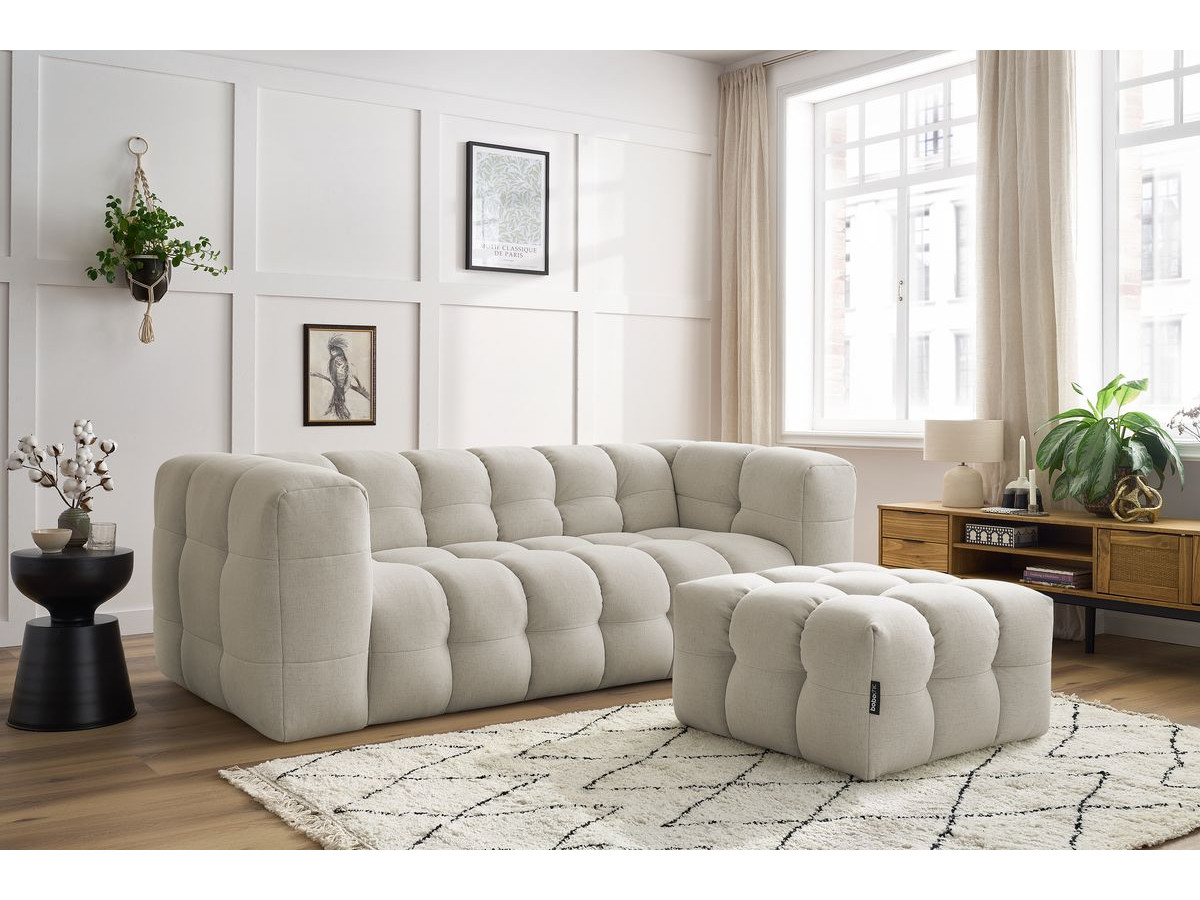 Bobochic Cloud Sofa 4-Sitzer mit Pouf Stoff Beige