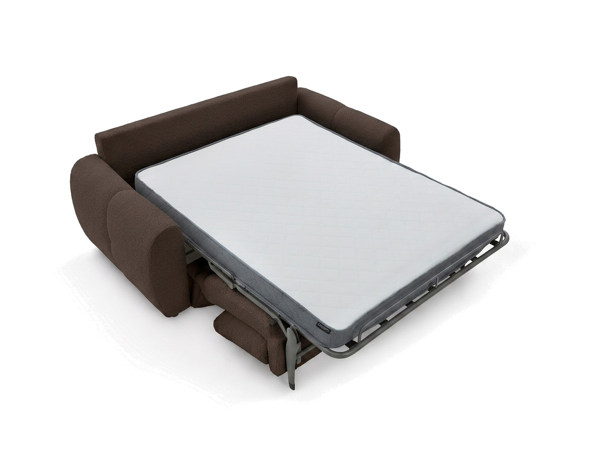 Bobochic Fuji Schlafsofa 3-Sitzer Bouclé-Stoff Braun