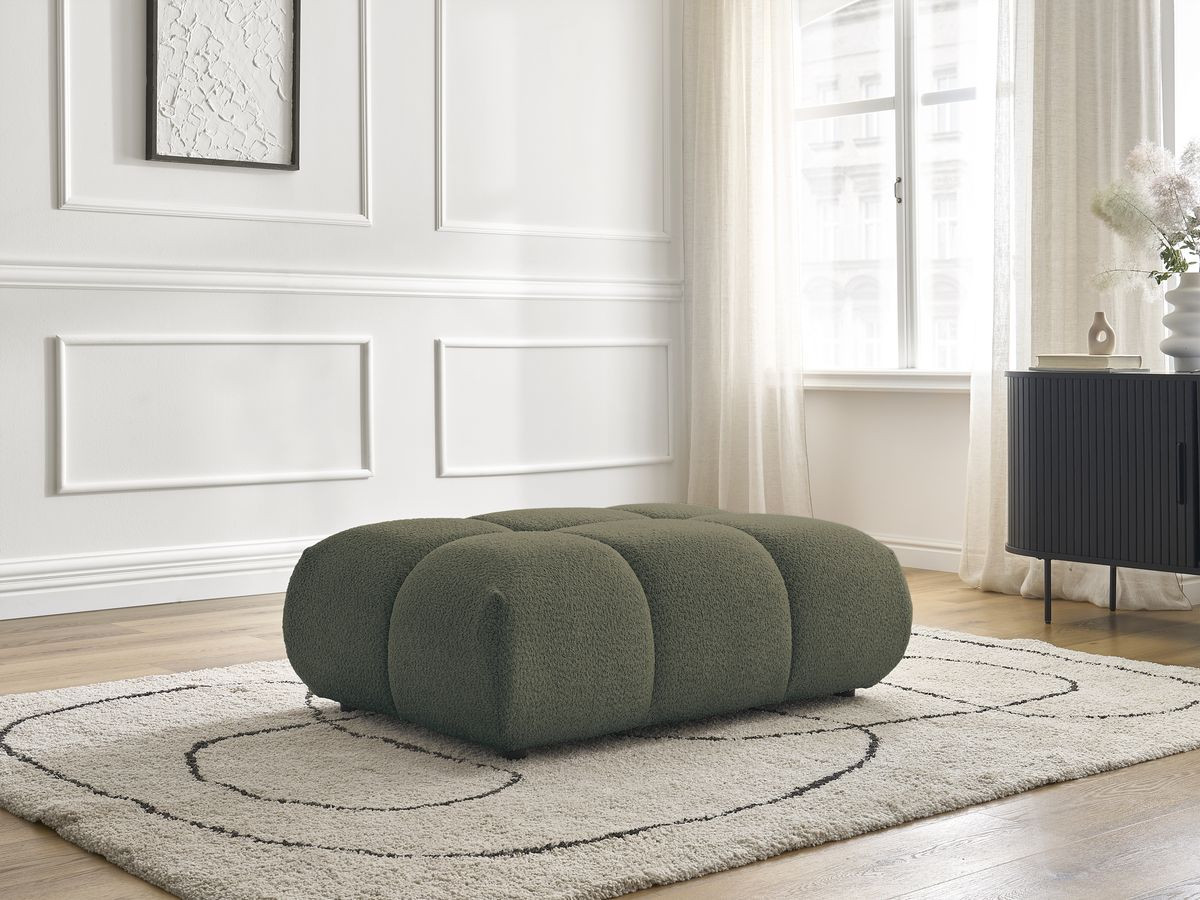 Bobochic Alya Pouf Bouclé-Stoff Grün