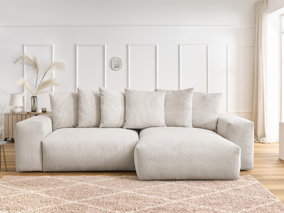Bobochic Voltaire Ecksofa 310 × 174 cm Cordsamt Beige