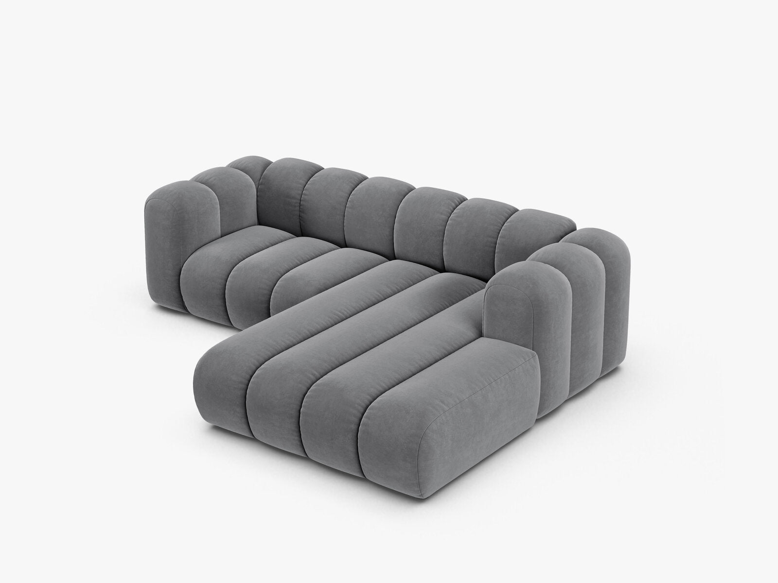 Micadoni Modulares Ecksofa Lupine 3-Sitzer Rechts Samt Salvador Grau