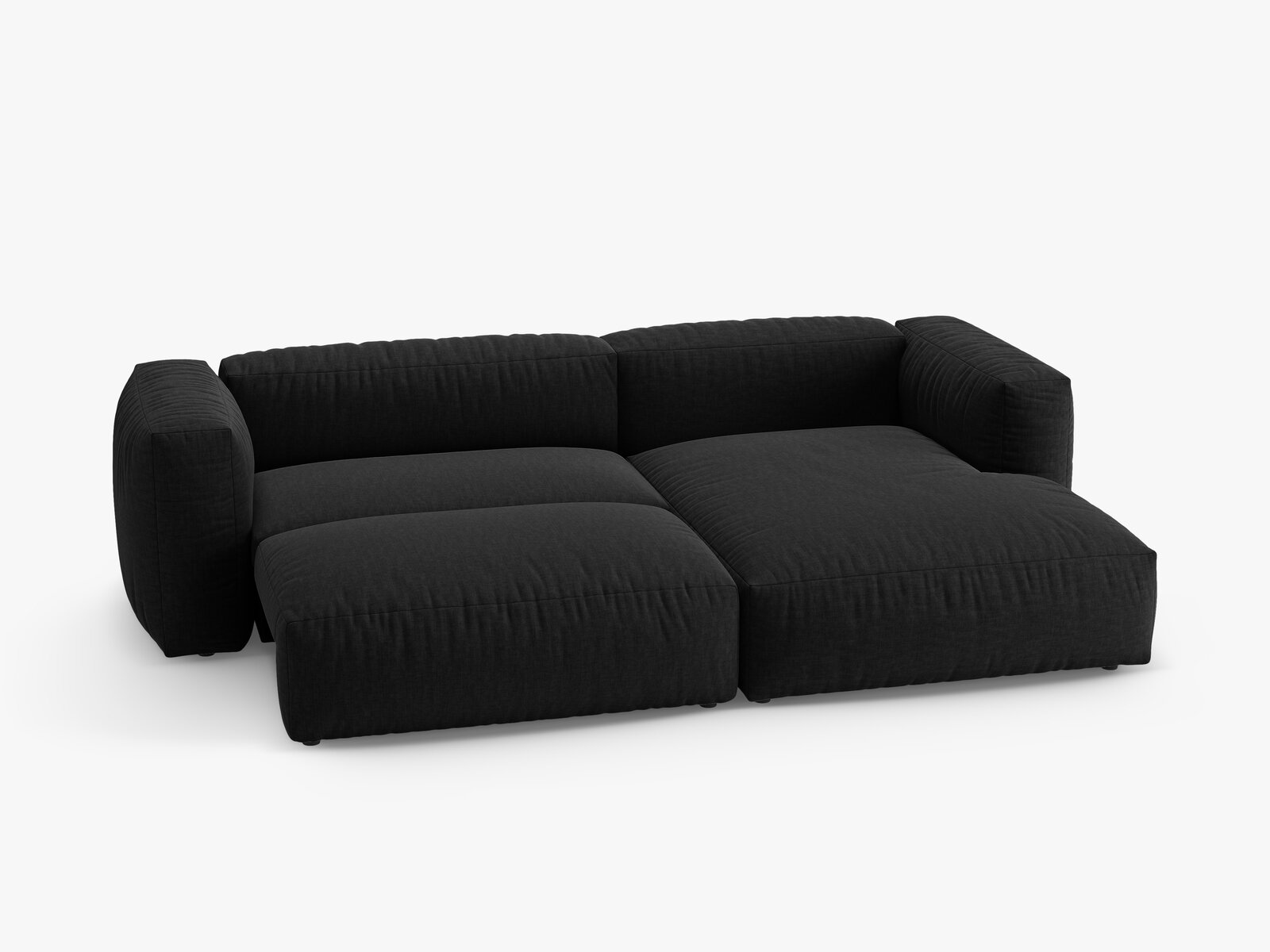 Micadoni Martina Ecksofa 4-Sitzer mit Schlaffunktion Rechts Strukturierter Stoff Boston Schwarz
