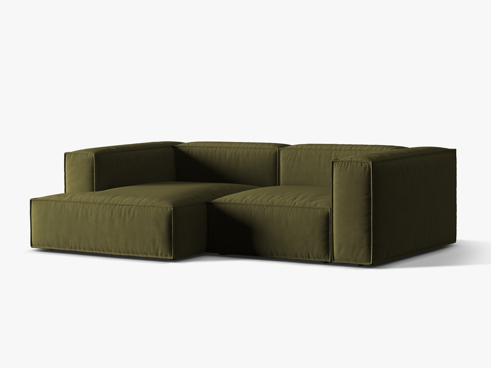 Micadoni Ecksofa Nuria 3-Sitzer Links Samt Moßgrün Melange