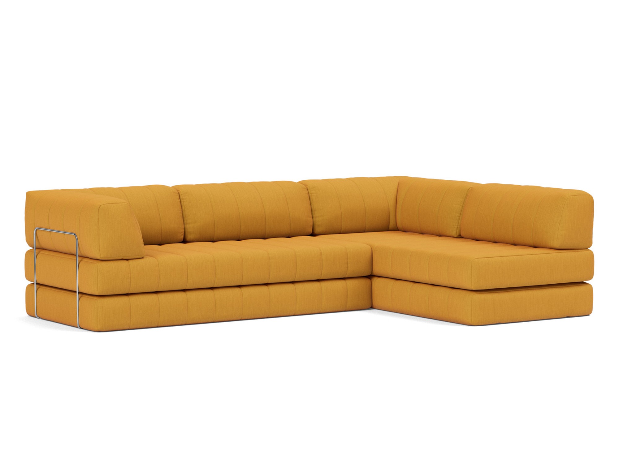Eck-Schlafsofa CozyPad L-Form mit Armlehne Flachgewebe Elegance 507-Burned-Curry