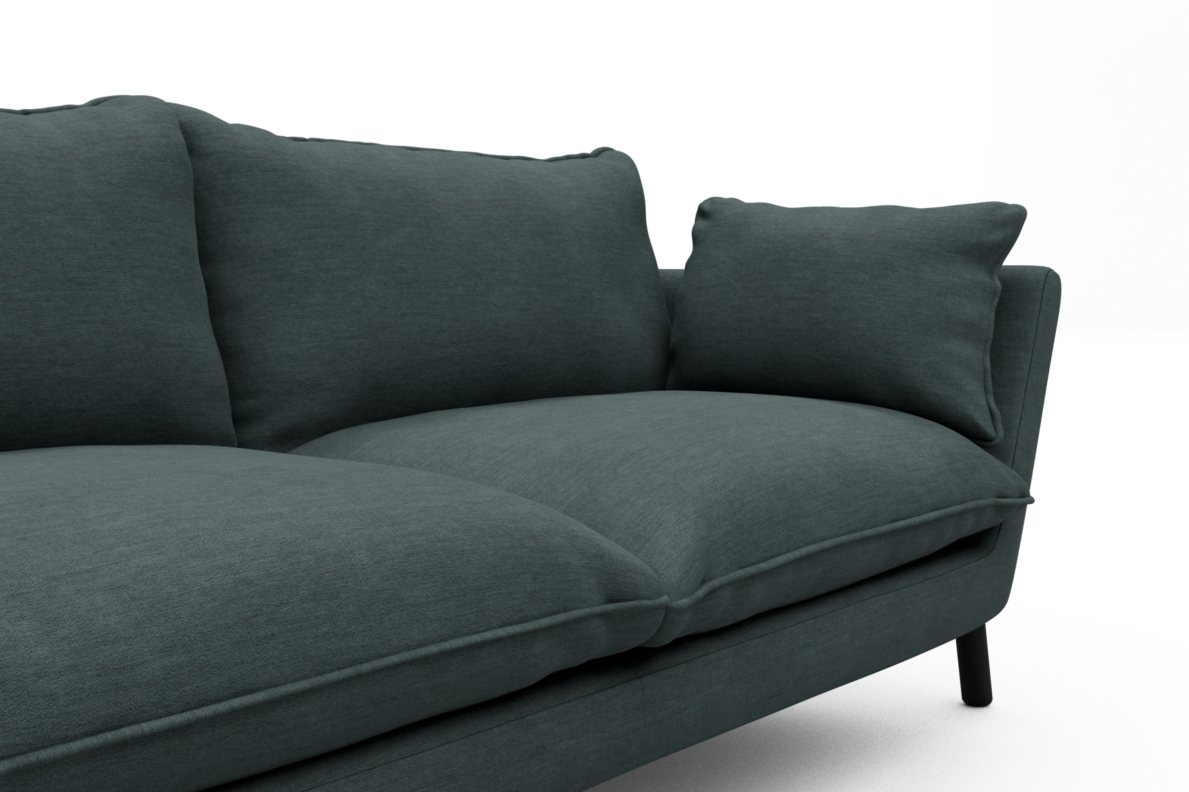Sofa Emil PREMIUM 3-Sitzer Beinfarbe Eiche Schwarz Vivus-Blue