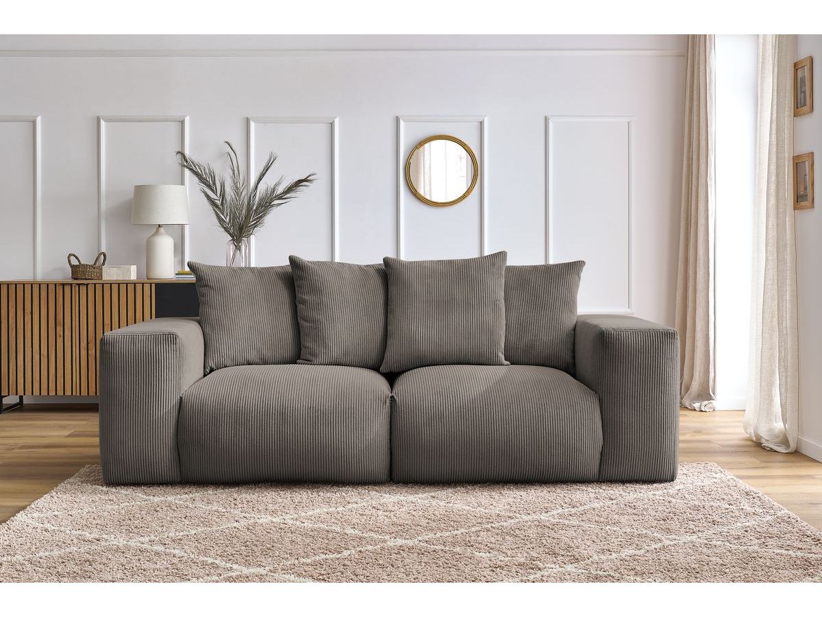 Bobochic Voltaire Sofa 3-Sitzer 248 × 100 cm Cordsamt Taupe