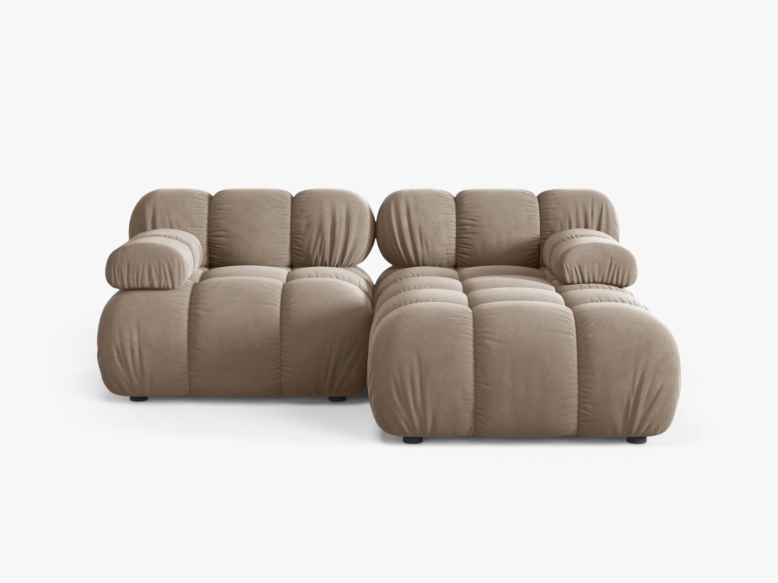 Micadoni Modulares Ecksofa Bellis 3-Sitzer Rechts Samt Bluvel Cappuccino