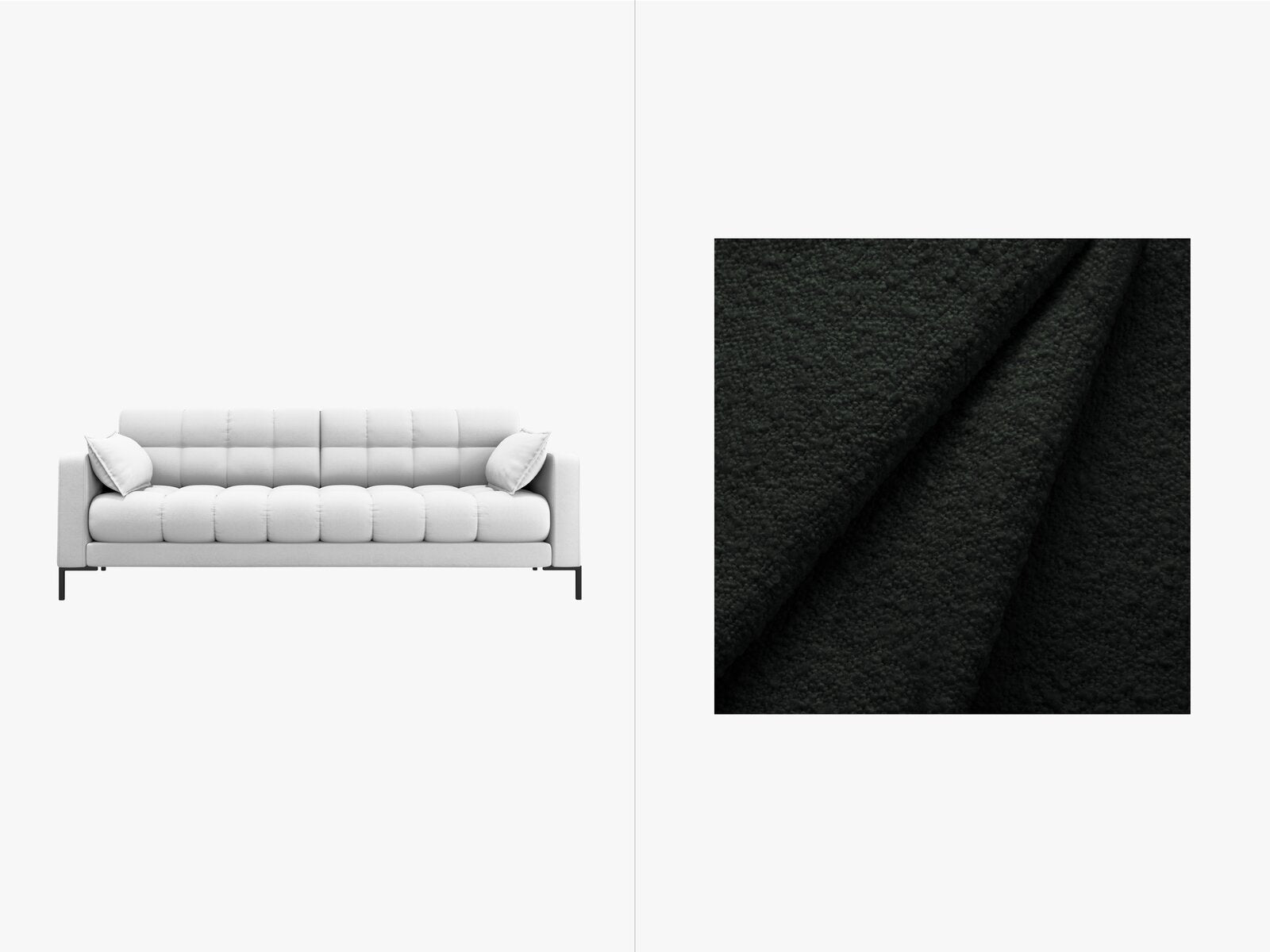 Micadoni Sofa Mamaia 4-Sitzer Boucle Baloo Schwarz schwarze Beine