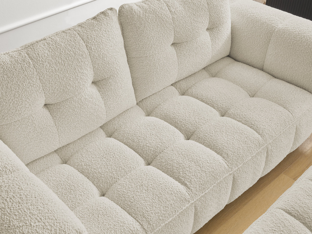 Bobochic Anis Sofa 2-Sitzer mit Pouf Bouclé-Stoff Beige
