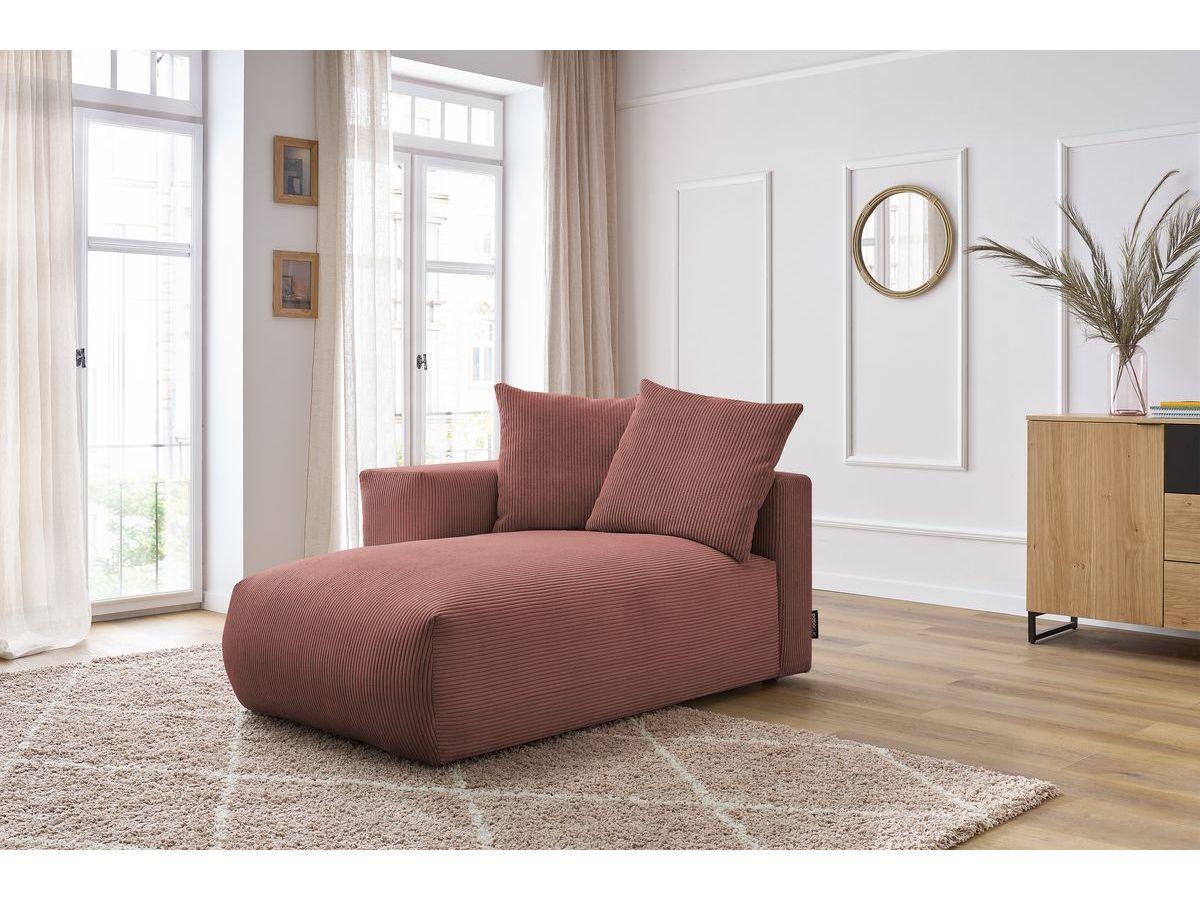 Bobochic Voltaire Méridienne-Modul Cordsamt Rosa Ecke links