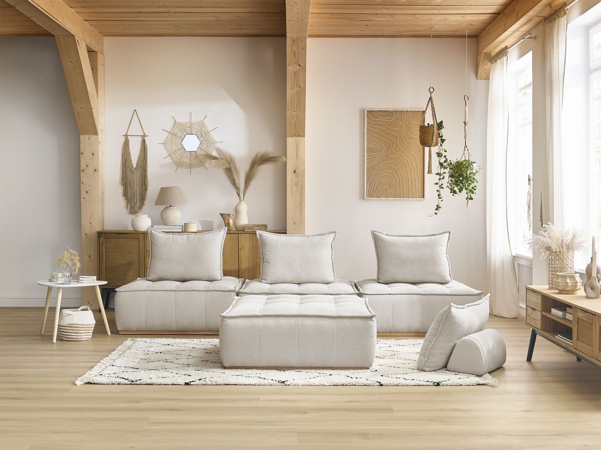 Bobochic Elisa Sofa 4-Sitzer Strukturstoff Weiß
