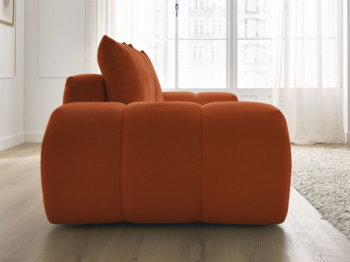 Bobochic Everest Schlafsofa 3-Sitzer mit Bettkasten, 2 Kissen Strukturstoff Orange