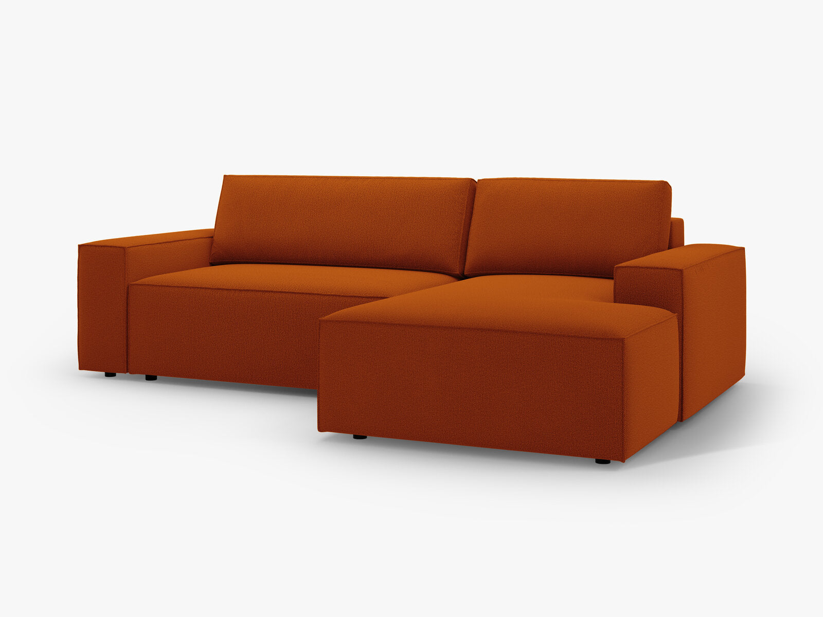 Micadoni Schlaf-Ecksofa Jodie 3-Sitzer Rechts Strukturierter Stoff Terrakotta