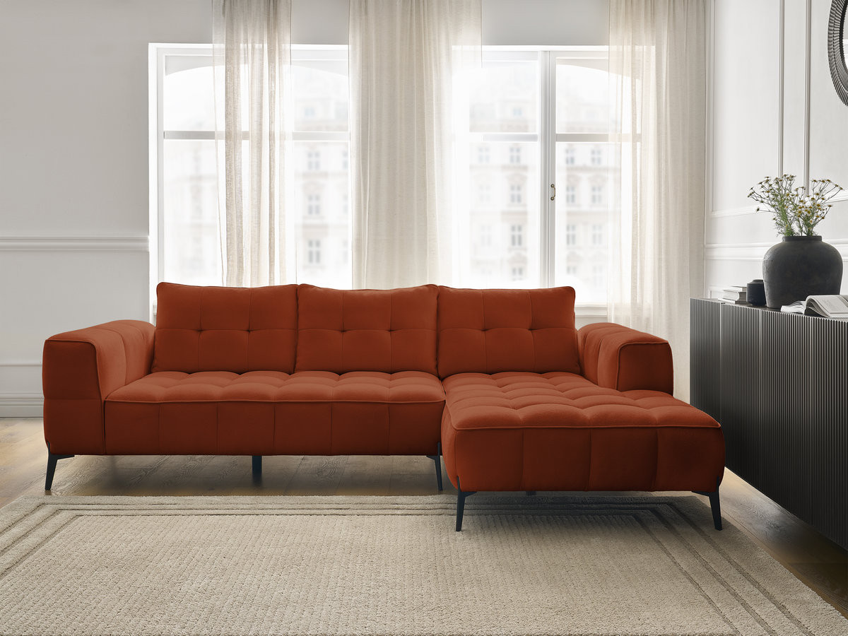 Bobochic Anis Ecksofa Strukturstoff Orange Ecke rechts