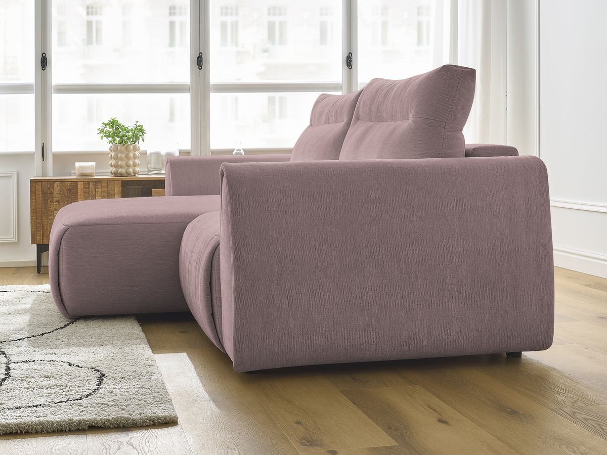 Bobochic Aden Ecksofa 246 × 152 cm Stoff Rosa Ecke links