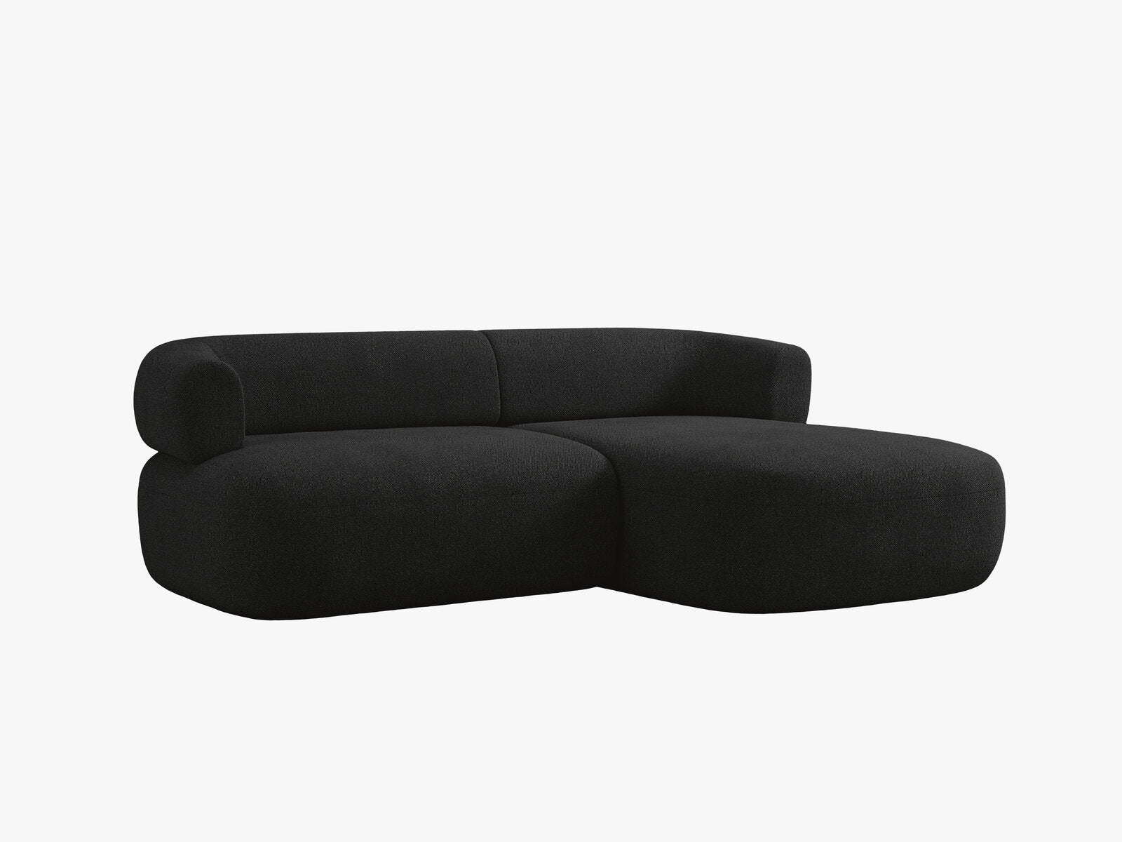 Micadoni 5-Sitzer Ecksofa Jenny Kleine Version Rechts Boucle Now or Never Schwarz