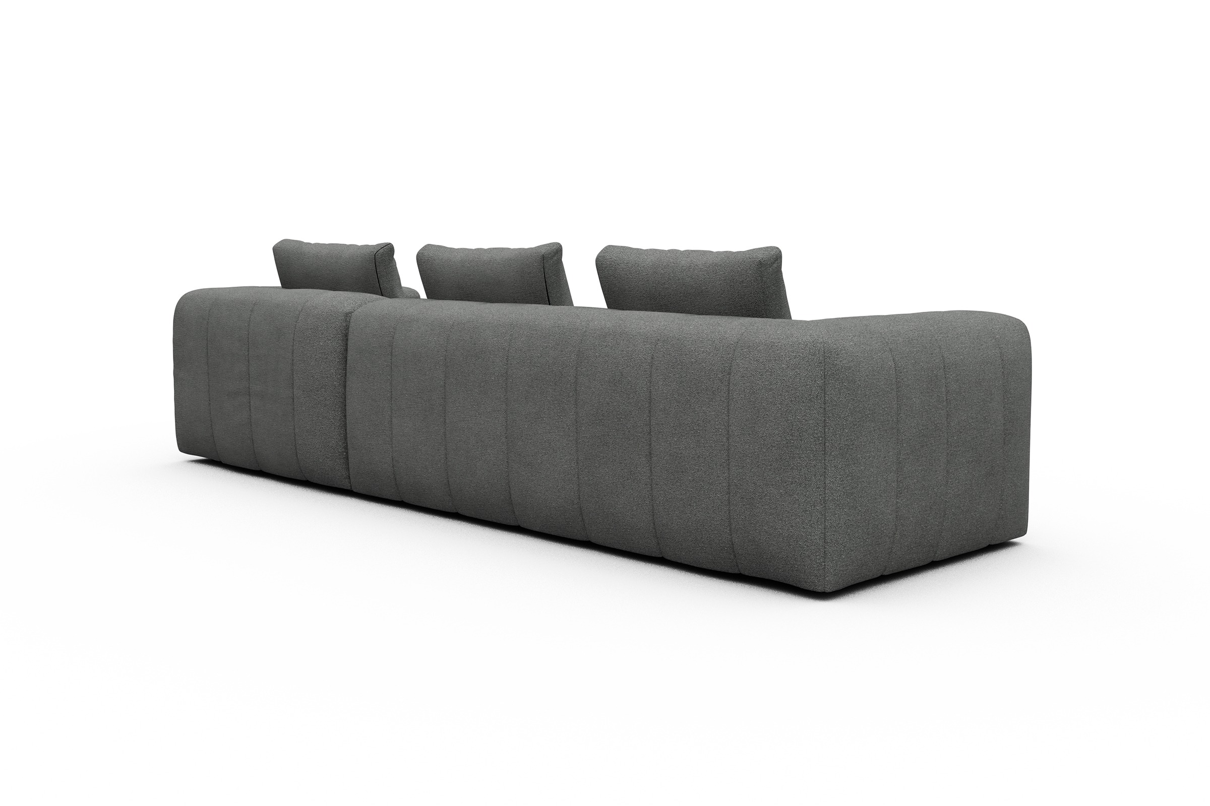 Ecksofa Hugo 2,5-Sitzer Armlehne links mit Chaiselongue Boucle-Ash-Grey