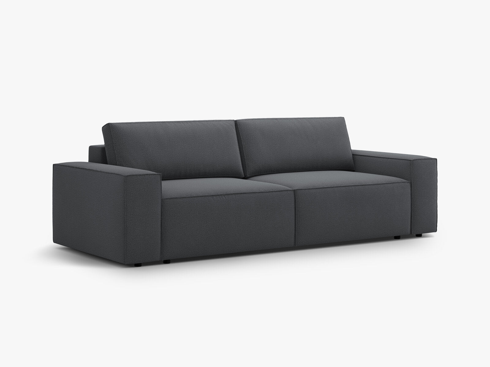 Micadoni Schlafsofa Jodie 3-Sitzer Strukturierter Stoff Megan Dunkelgrau