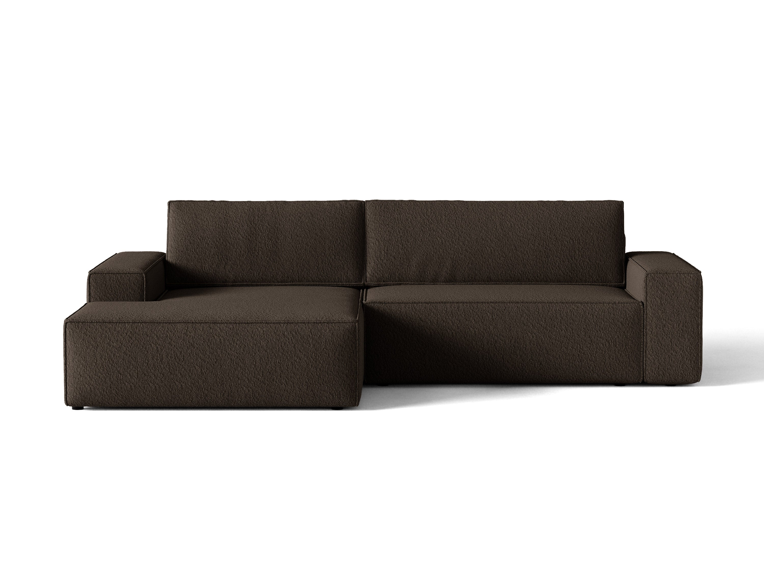 Micadoni Schlaf-Ecksofa Jodie 3-Sitzer Boucle Baloo Braun Links