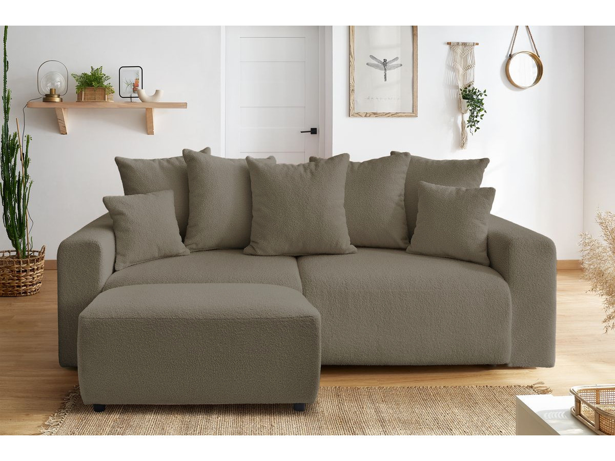 Bobochic Envy Pouf Bouclé-Stoff Braun