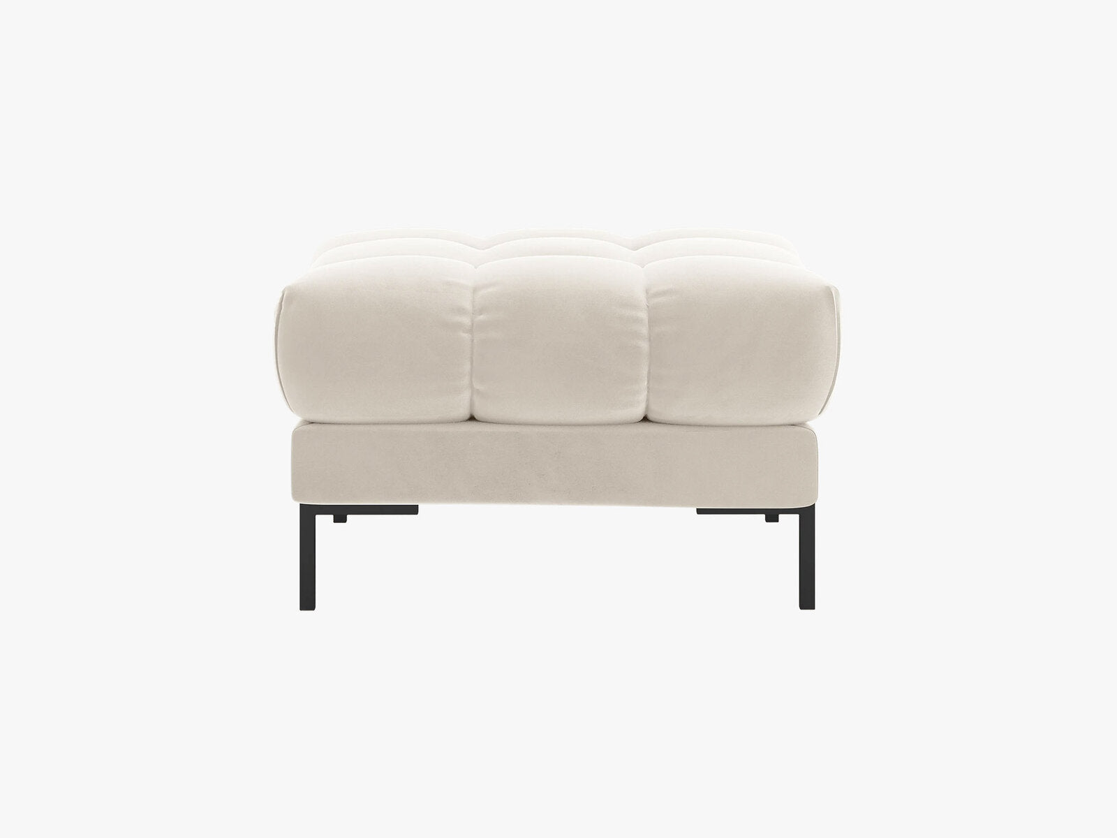 Micadoni Hocker Mamaia 1-Sitzer Samt Bluvel Helles Beige schwarze Beine