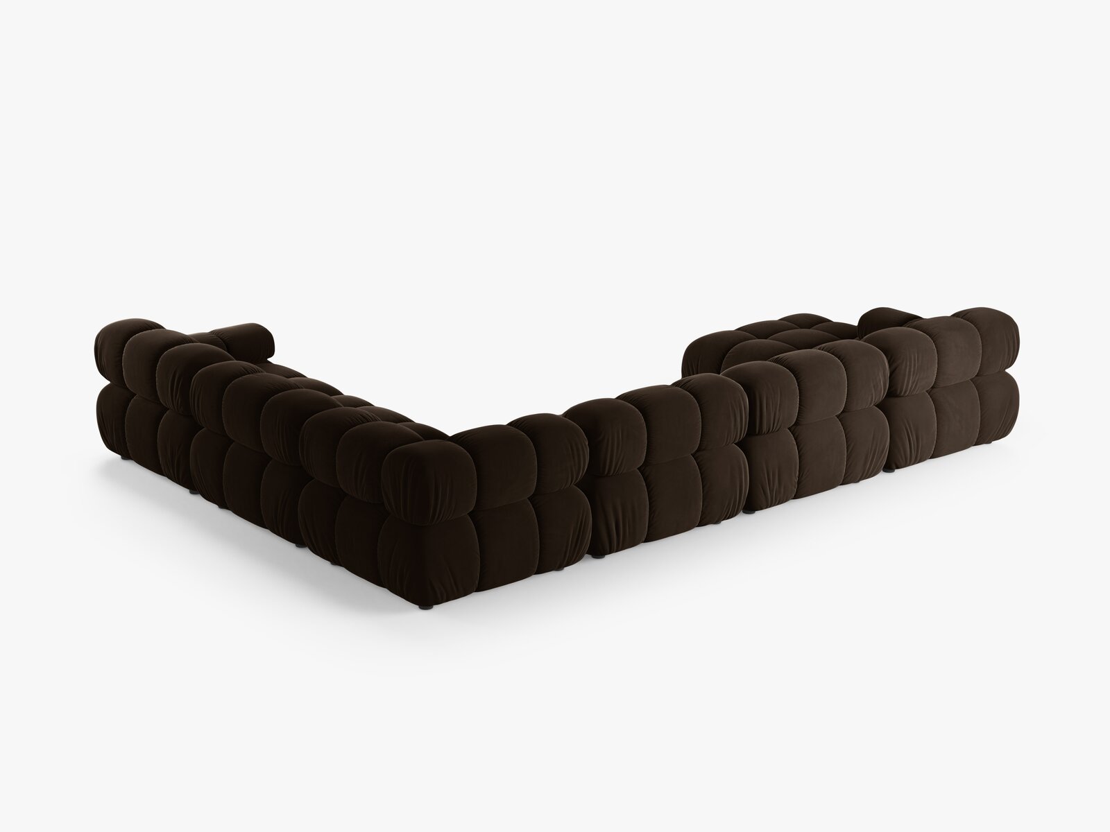Micadoni Modulares Panorama Ecksofa Bellis 8-Sitzer Rechts Samt Bluvel Dunkelbraun