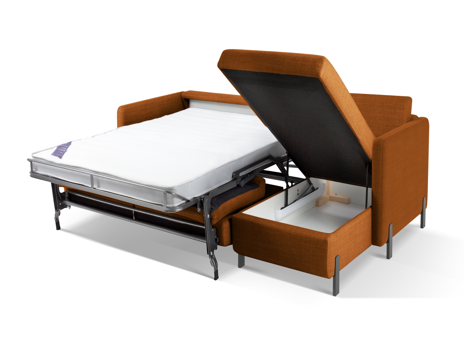 Micadoni Schlaf-Ecksofa Gloria 4-Sitzer Rechts Strukturierter Stoff Ziegel 205x140