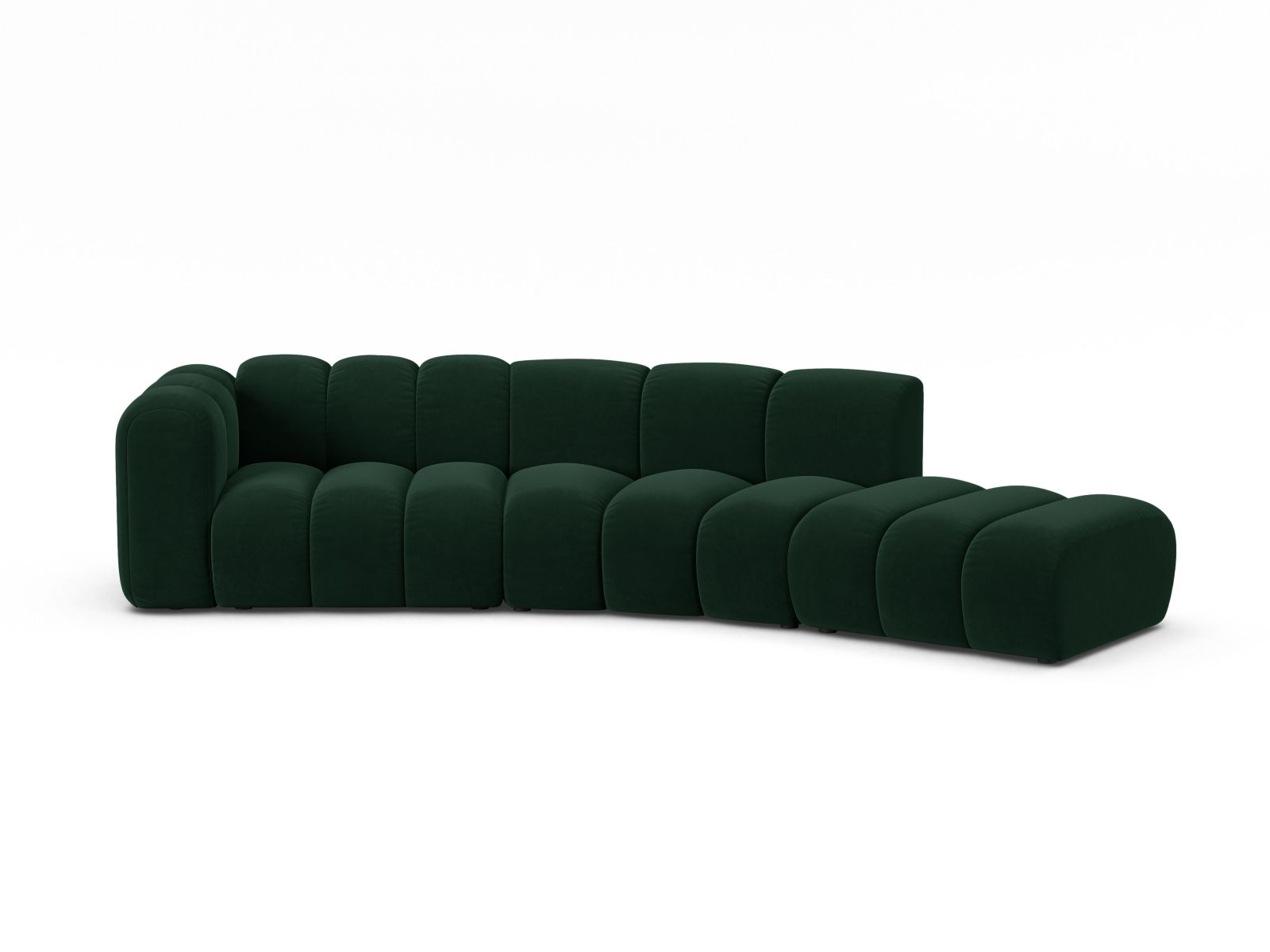 Micadoni Modulares Sofa Lupine 5-Sitzer Rechts Samt Salvador Flaschengrün