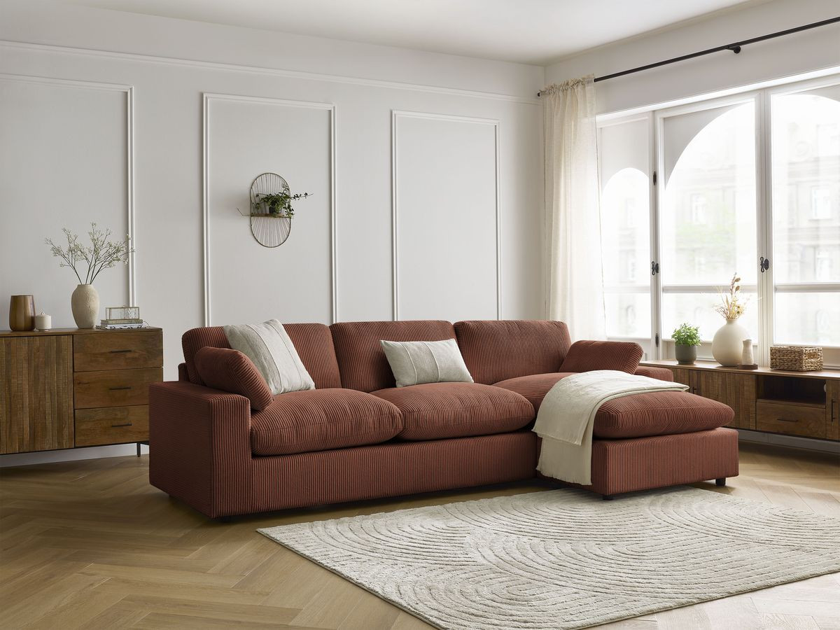 Bobochic Belair Ecksofa 280 × 139 cm Cordsamt Orange