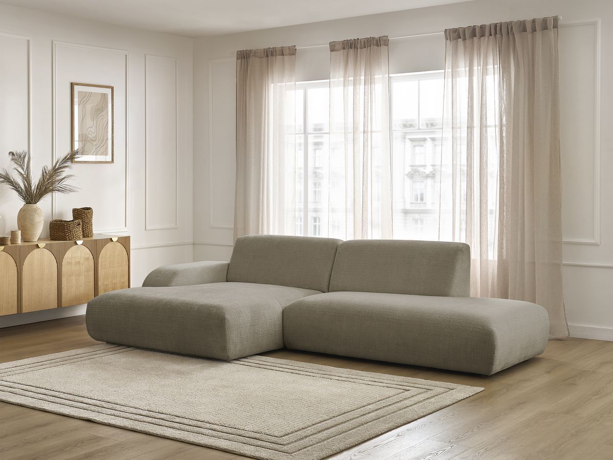 Bobochic Sirius Ecksofa 300 × 170 cm Strukturstoff Taupe Ecke links