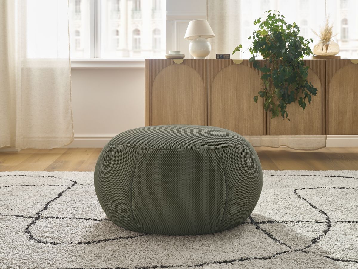 Bobochic Hayden Pouf, rund Mesh-Stoff Grün, 76 cm