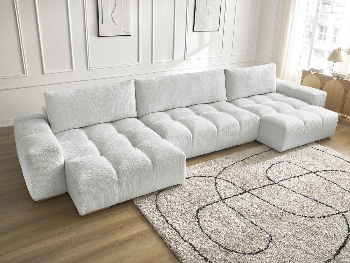 Bobochic Anakin Wohnlandschaft, 3 Kissen Strukturstoff Hellgrau
