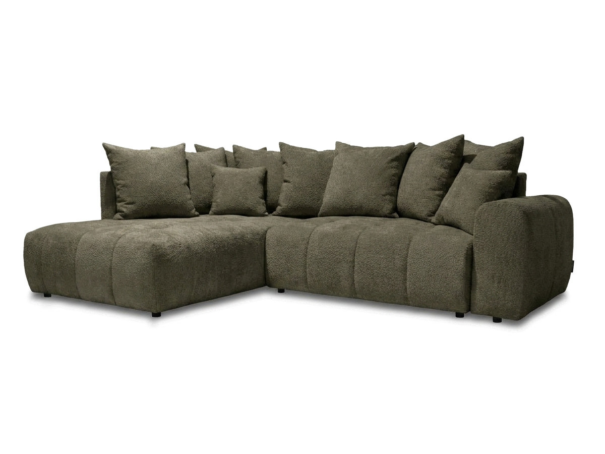 Bobochic Roxelane Ecksofa mit Schlaffunktion und Bettkasten Bouclé-Stoff Grün Ecke links