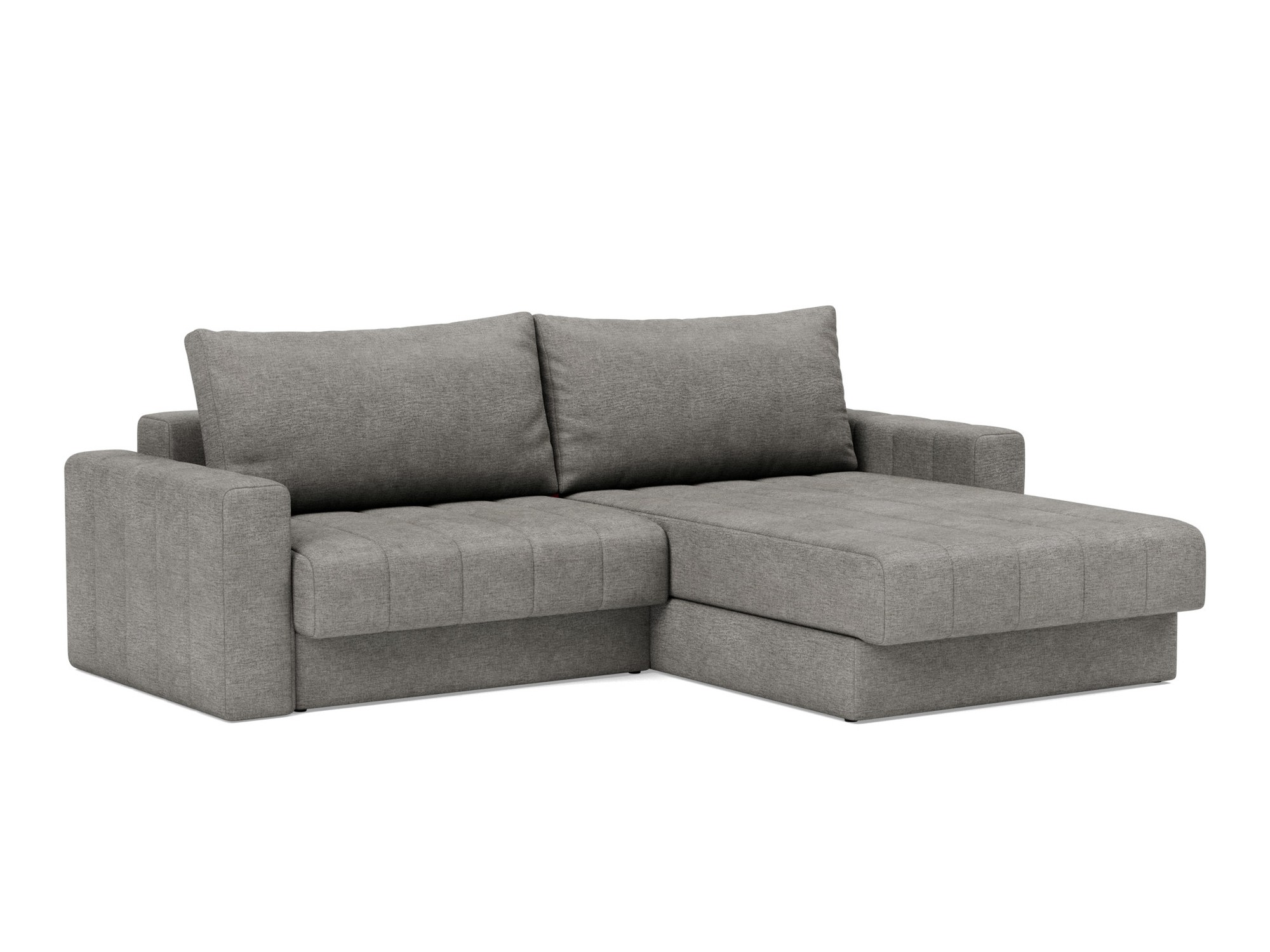 Schlafsofa Akello mit Chaiselongue und Armlehnen Flachgewebe Avella 282-Warm-Grey
